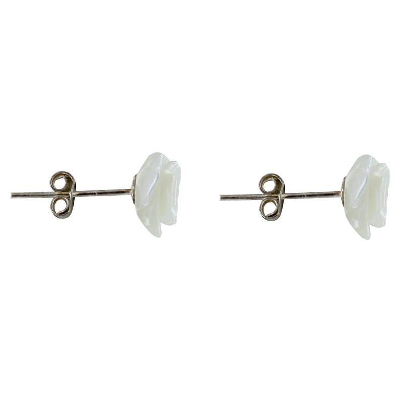 Boucles d'Oreilles Argent Rose de Nacre