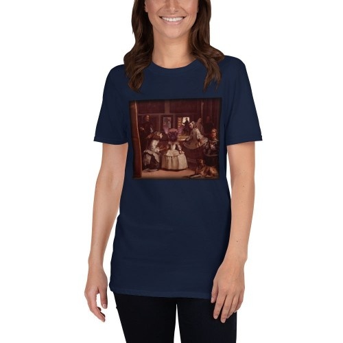 Camiseta feminina Mascochula, Las Meninas, personalizada com seu animal de estimação, azul marinho