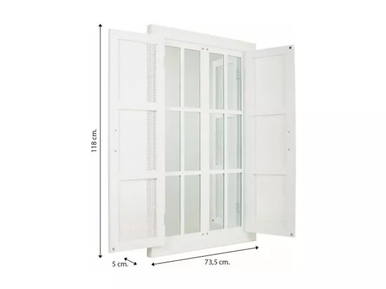 Miroir en bois et treillis blanc 73.5x5x118h
