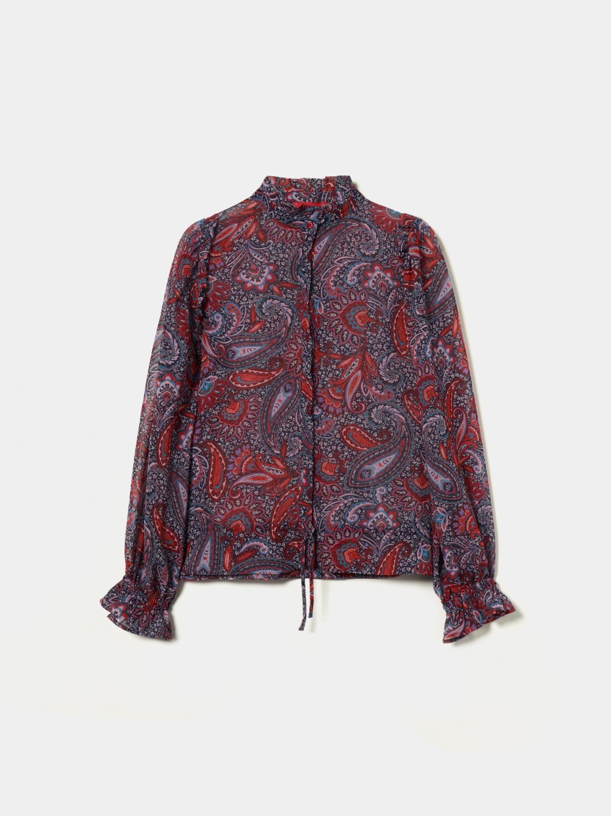 Blusa semitransparente com padrão cornucópias