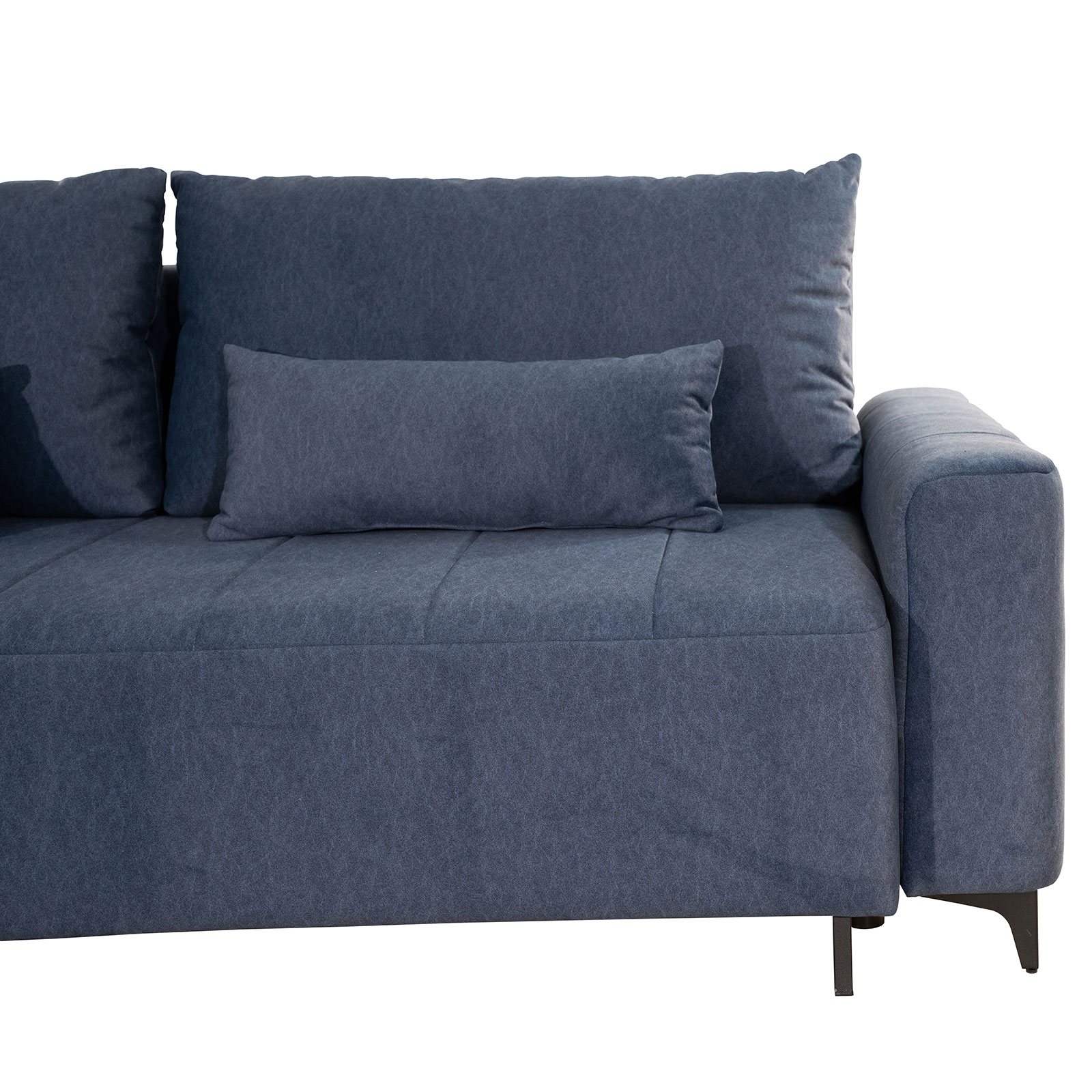 3-Sitzer Sofa - blau-grau - Samt - mit Staukasten