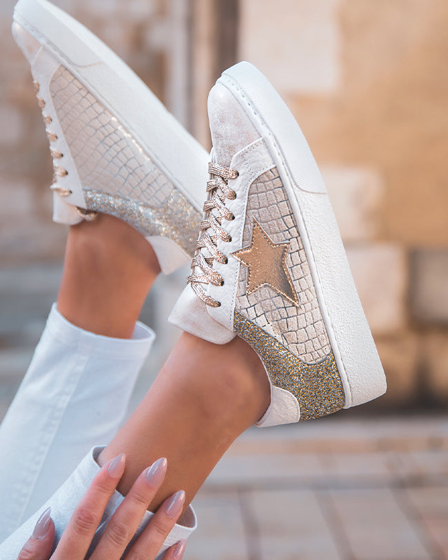 Basket femme paillettes dorées étoile - Cassy