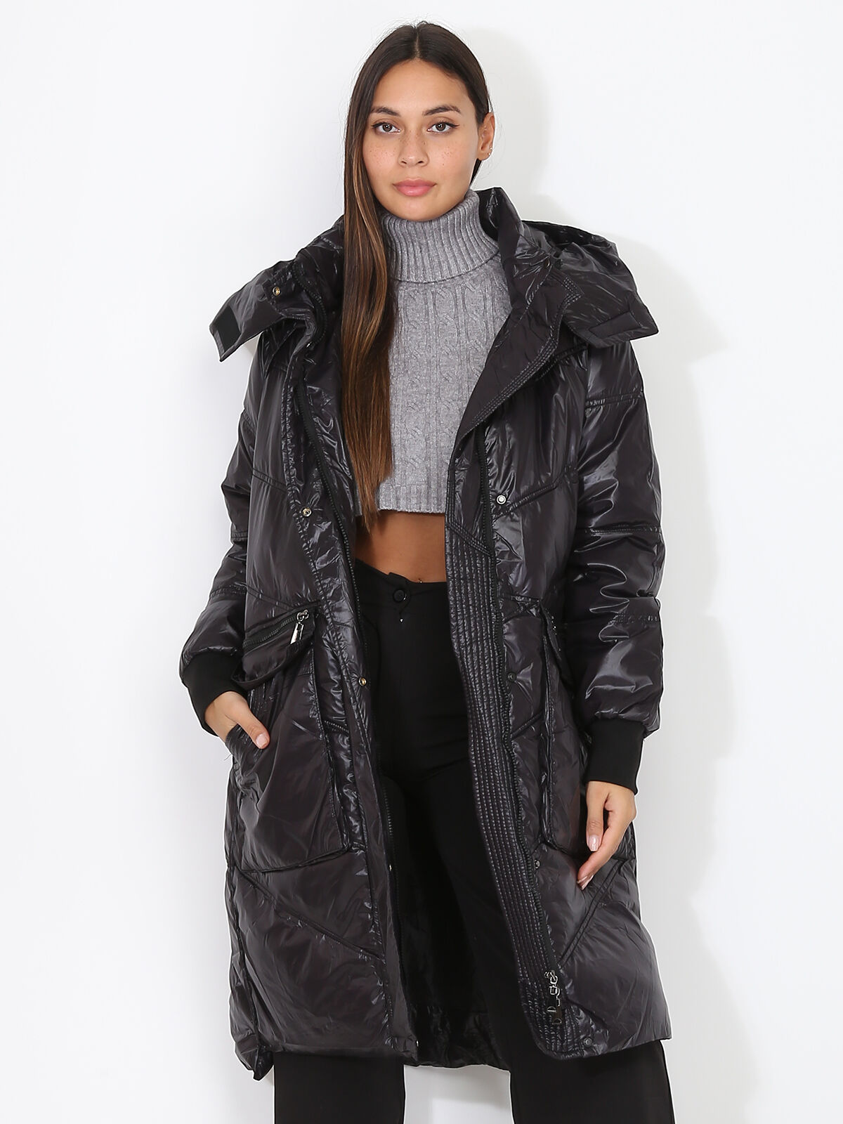 Doudoune oversize matelassée- Noir