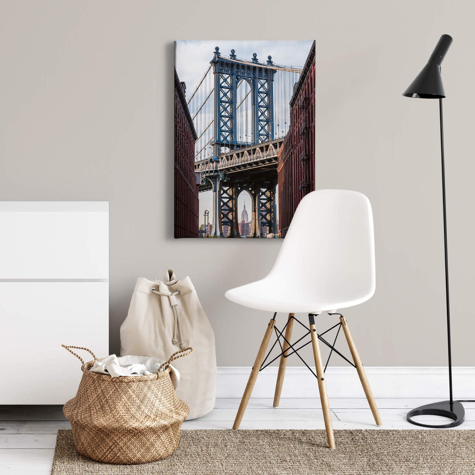 Leinwandbild BROOKLYN BRIDGE - blau-braun - 70x50 cm