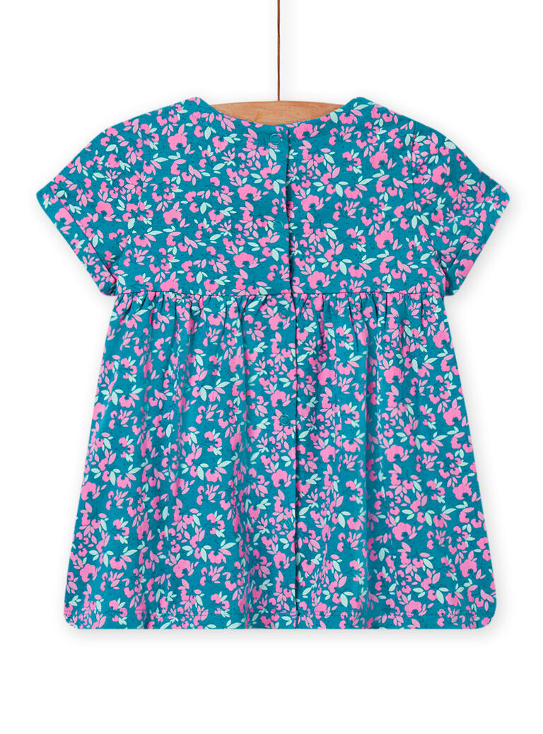 Robe bleu turquoise à imprimé fleuri bébé fille