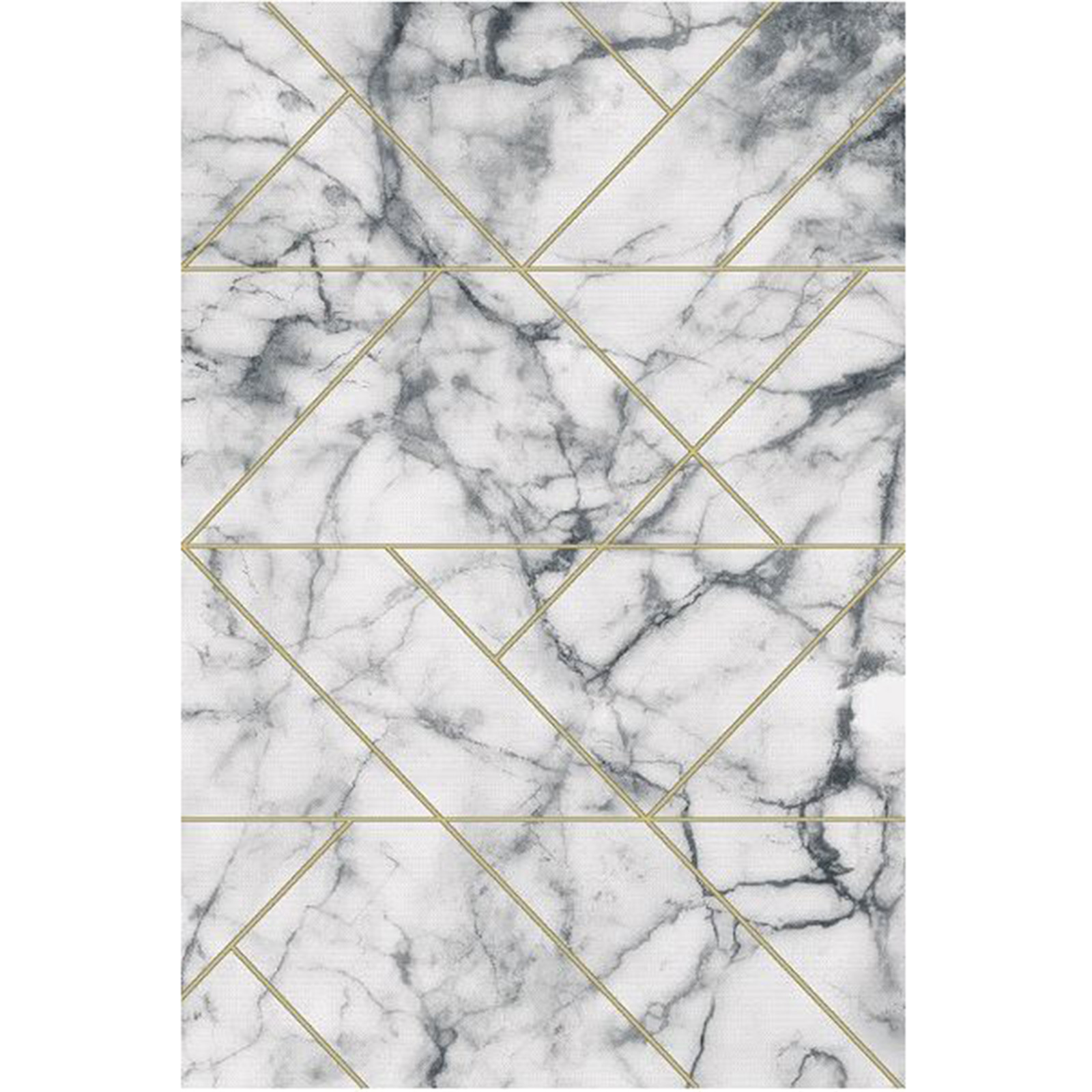 Kurzflorteppich - grau-gold - Marmor - 120x170 cm