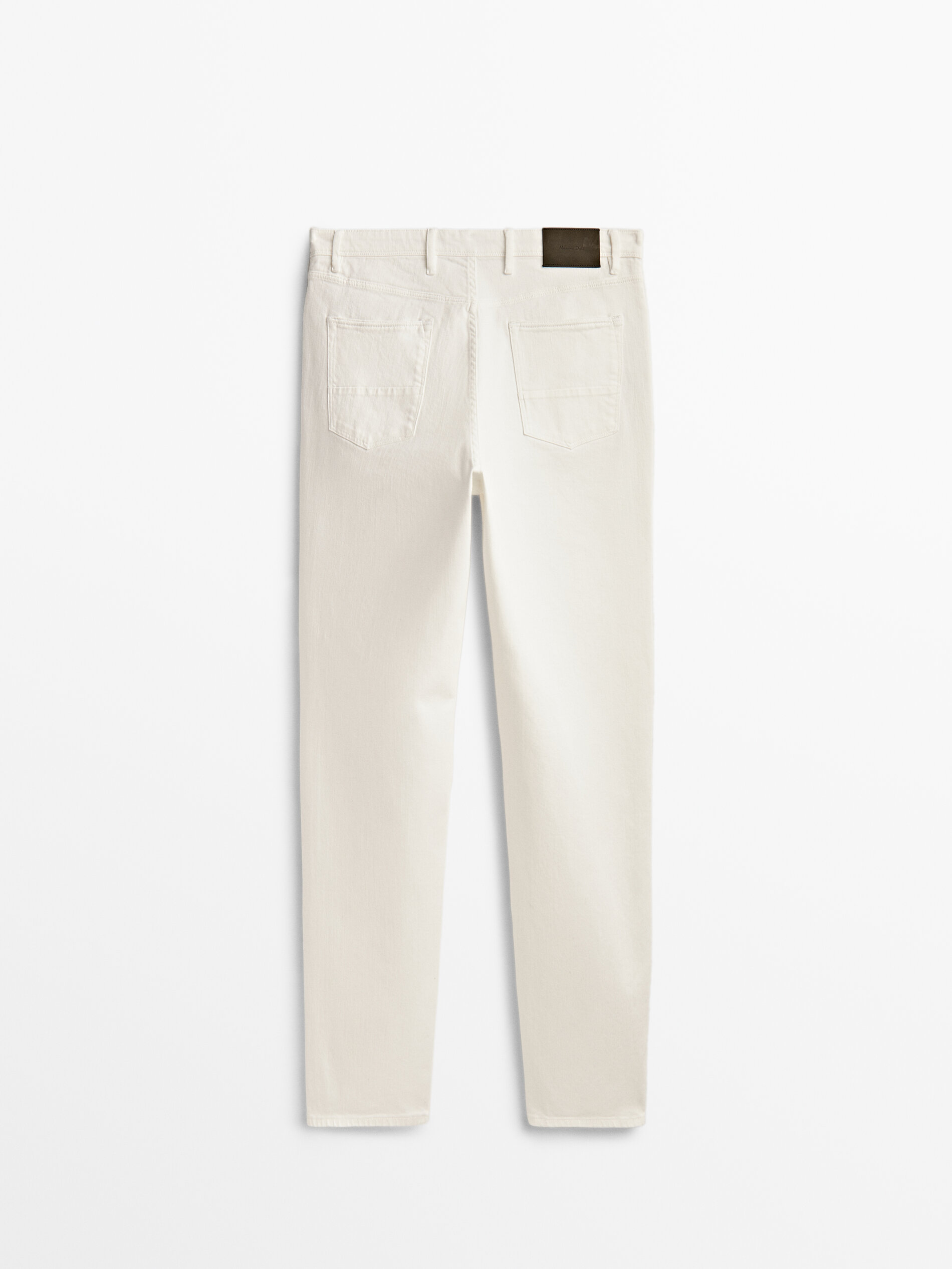 Calça jeans de algodão misto com modelagem afunilada - BRANCA