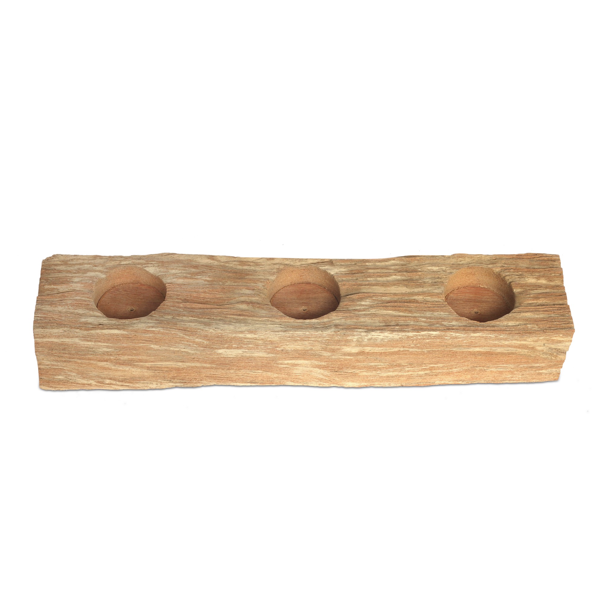 3-er Kerzenhalter aus Schneckenholz, L 30 cm von fischer's lagerhaus