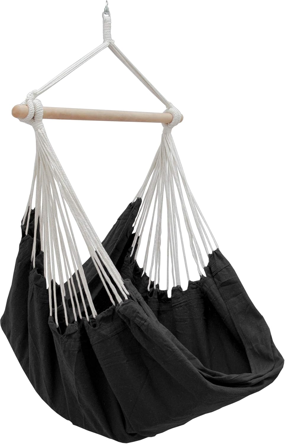 AMANKA XXL Hängesessel 185x130cm Hängestuhl 2 Personen Hängesitz bis 150 kg Baumwolle Hängematte inkl. 360° Swivel Hängeschaukel Schwarz