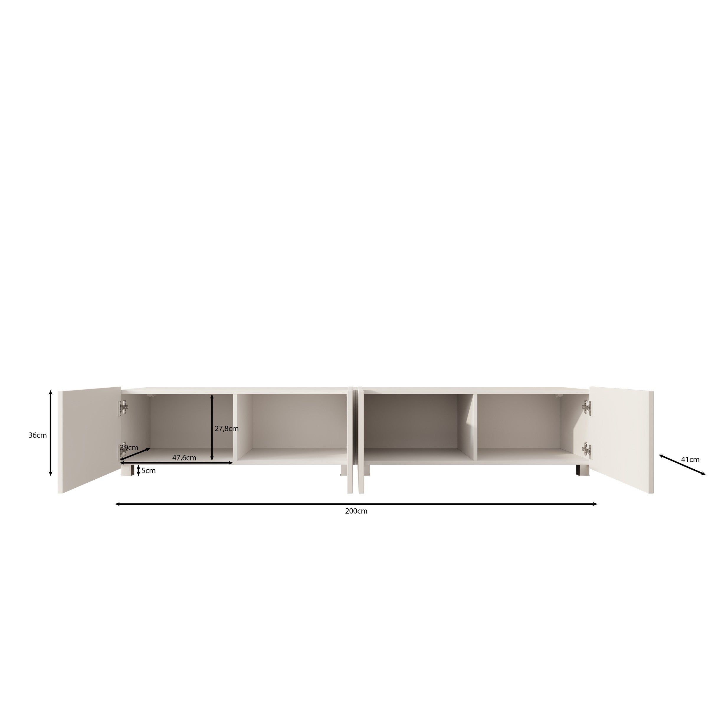 Meubella - TV-Meubel Kenderes - Wit - 200 cm