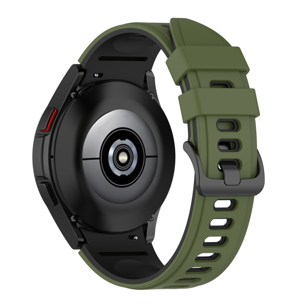 Samsung Galaxy Watch 4 (40mm) Soft Silikon Armband Dual Color (Gelenkumfang: 180-220mm) - Dunkelgrün / Schwarz