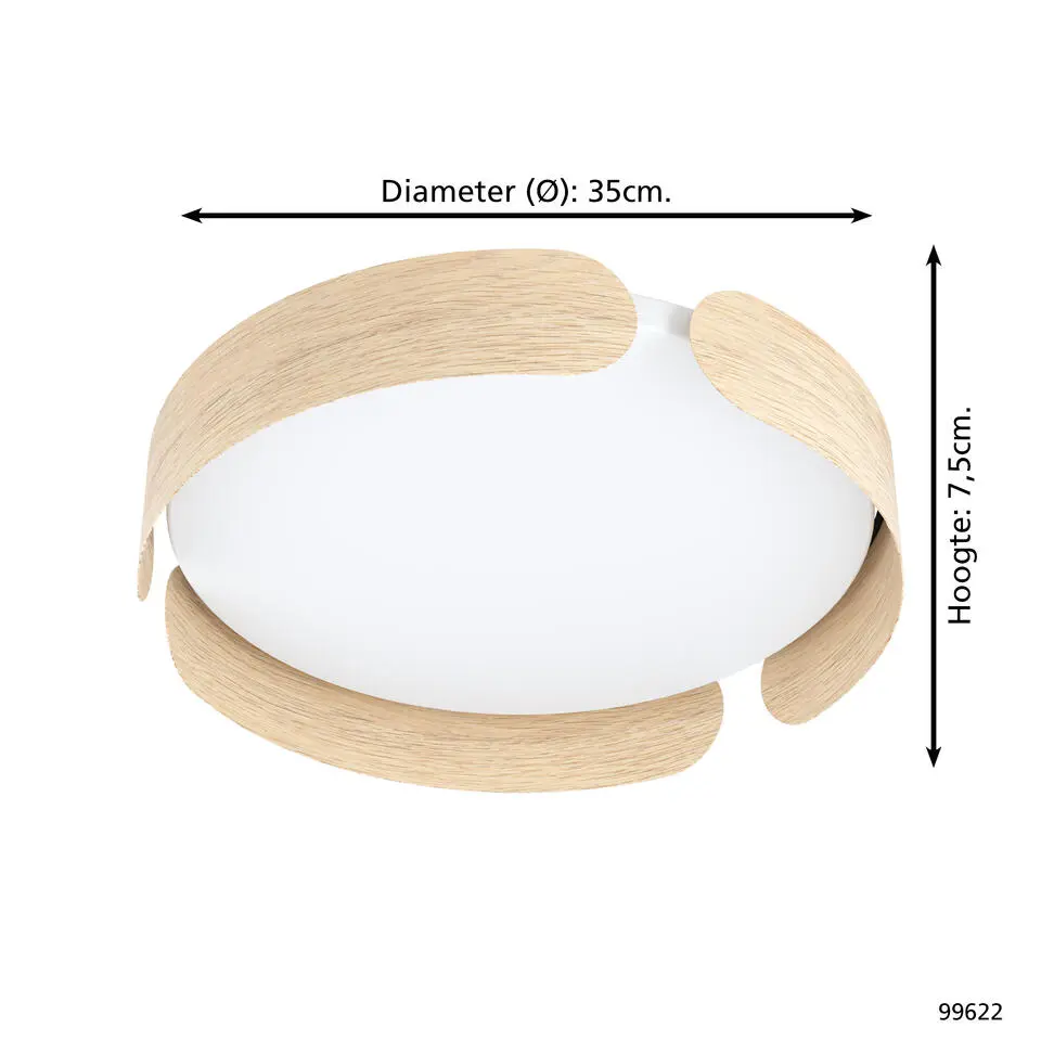 EGLO Valcasotto Plafondlamp - LED - Ø 37 cm - Bruin/Wit