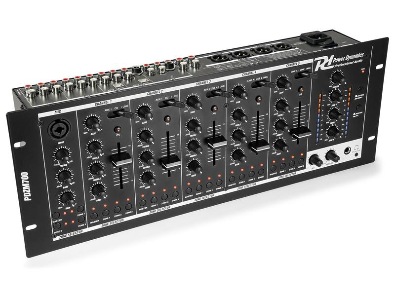 Power Dynamics Verstärker Pro PDZM700 Analoger 6-Kanal 4-Zonen Mischer, 19
