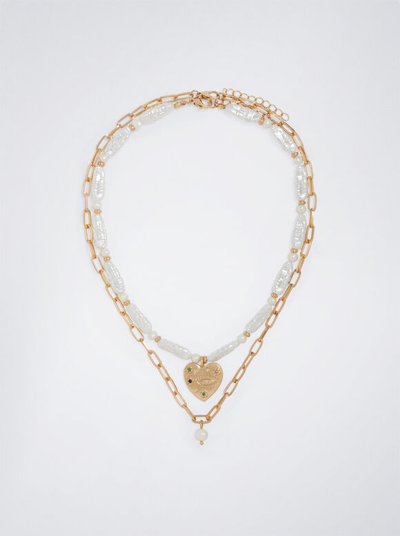 Conjunto de colar de pérolas de água doce - Branco