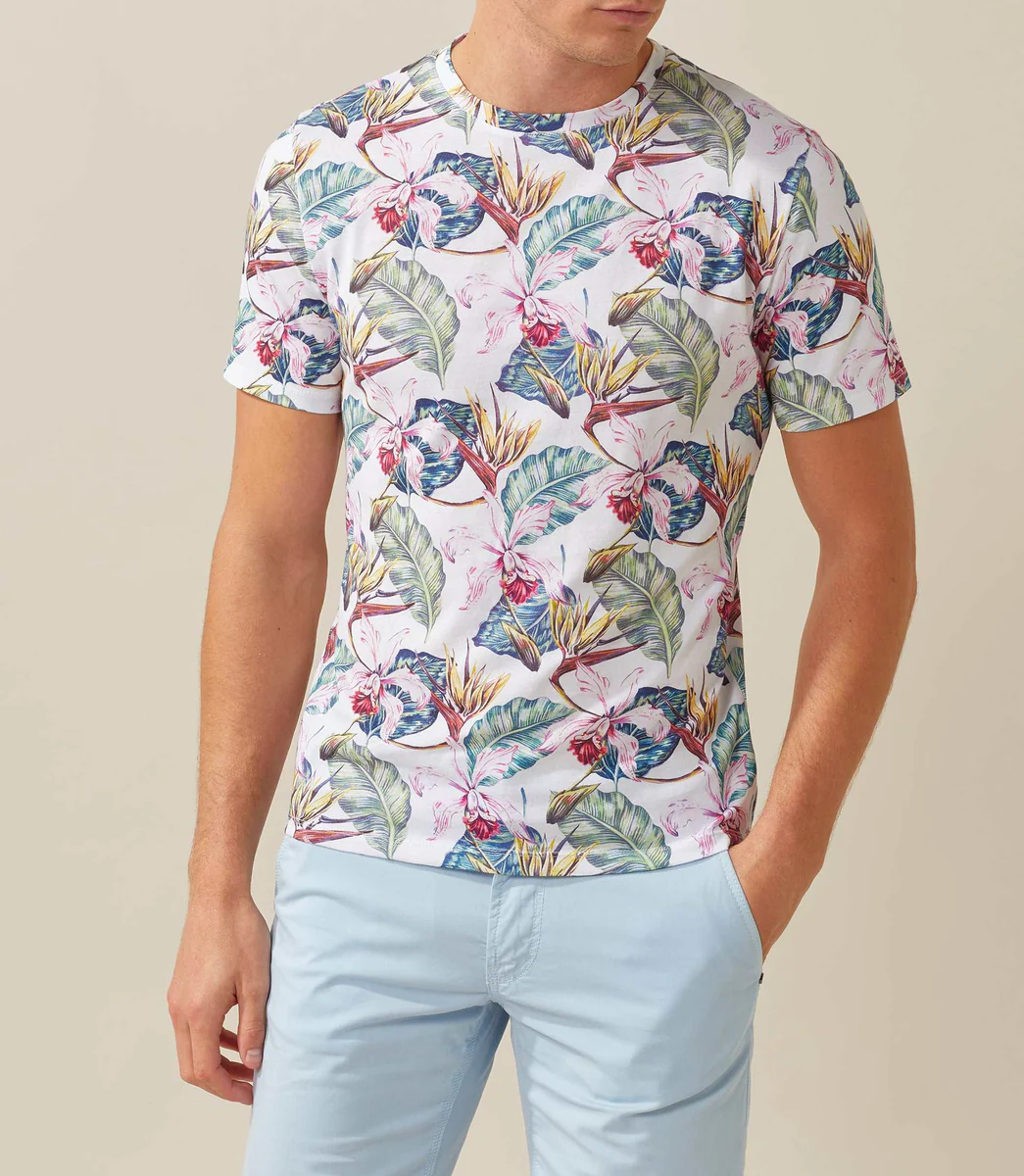 T-shirt col rond imprimé blanc 