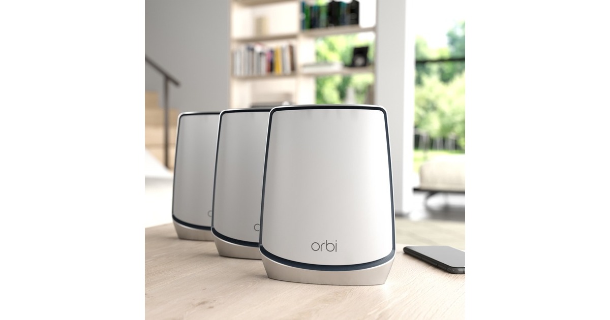 NetgearOrbi WiFi 6-systeem (RBK853) AX6000 mesh router  (1x Router (RBR850), 2x Satellieten (RBS850), Dekking tot 700 m²)