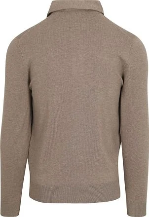 Profuomo Longsleeve Poloshirt Luxury Basic Taupe PPWJ10002C-H3 kopen