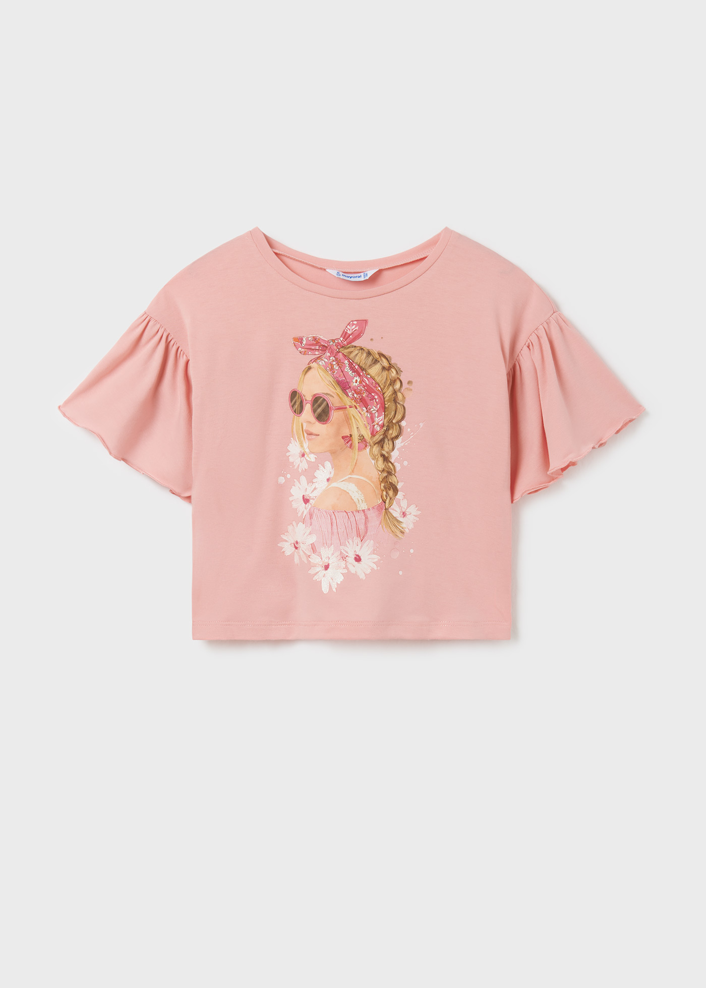 Camiseta de manga curta com estampa para meninas