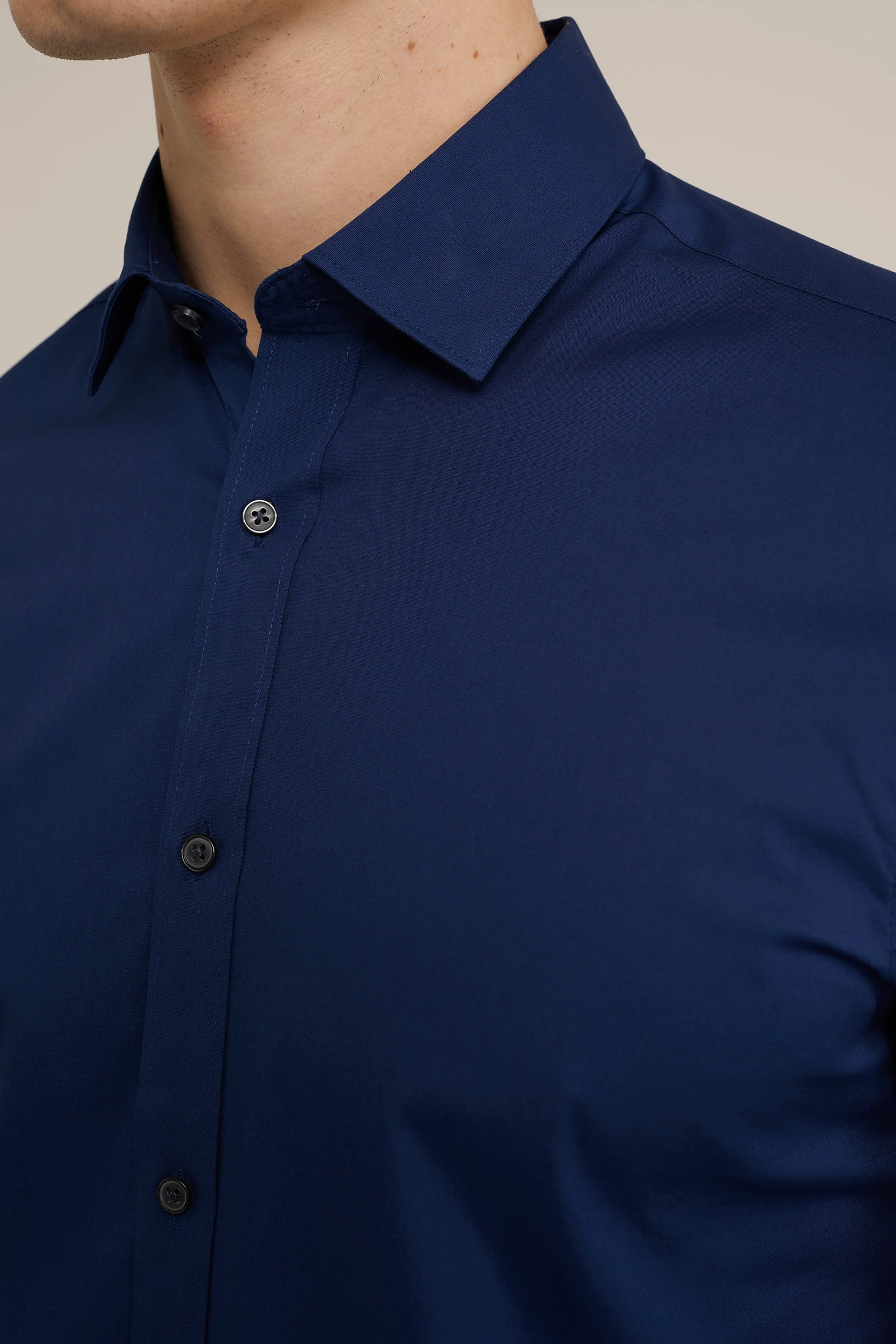tall fit overhemd met stretch Fundamentals Indigo