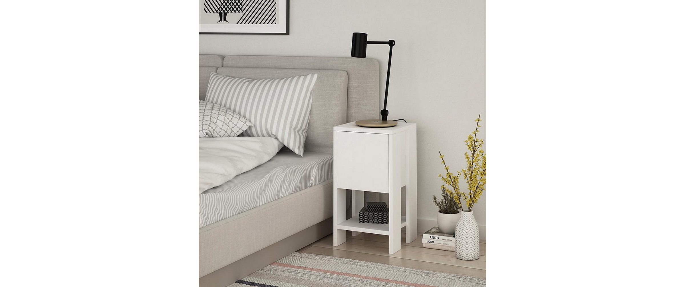 WOODY FASHION Nachttisch »Ema 30 x 55 x 30 cm, Weiss«