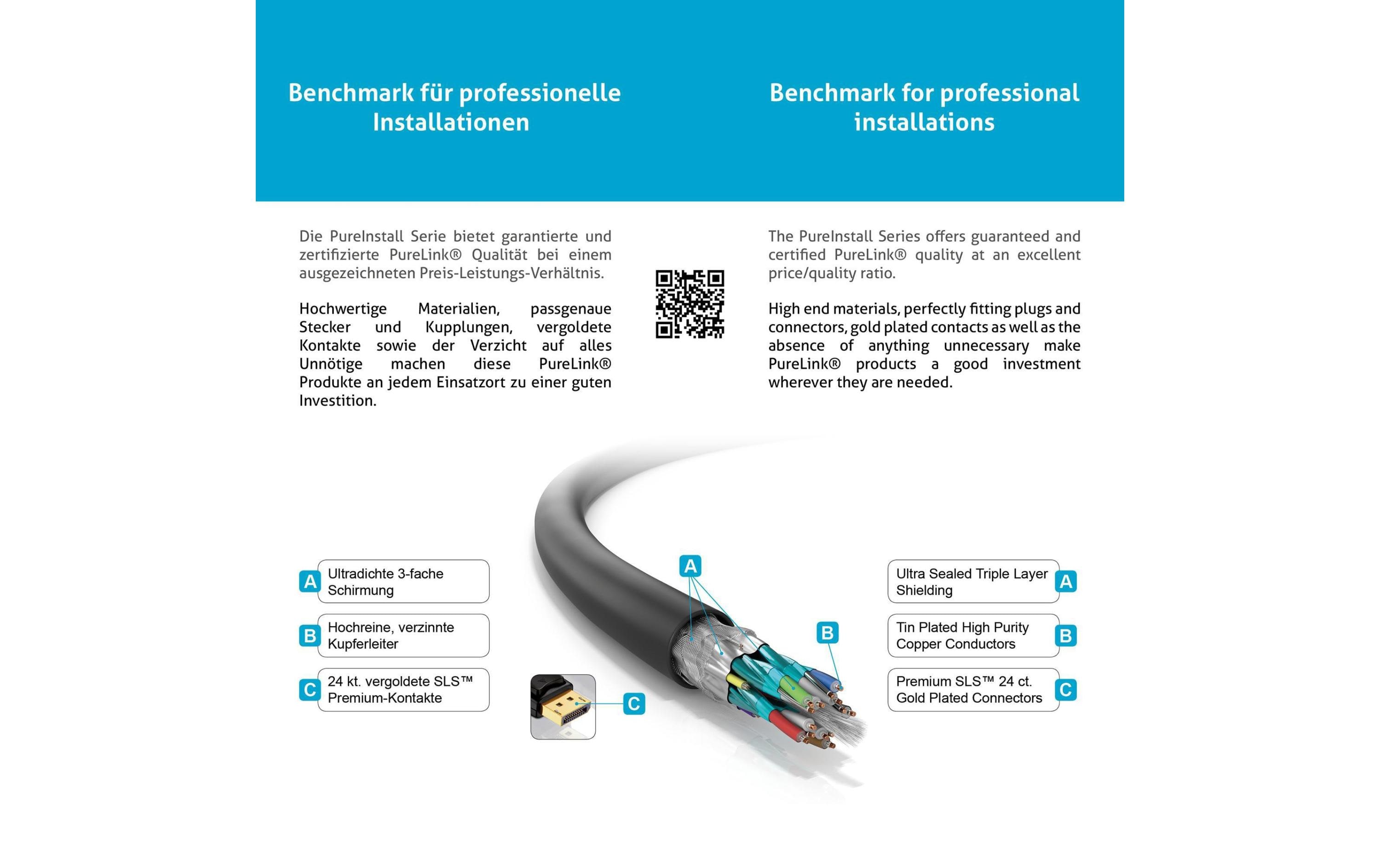 Kabel DisplayPort - DisplayPort, 30 m<br>DisplayPort Kabel – PureInstall 30.00m