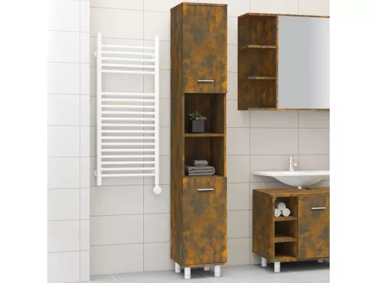 Armoire de bain Chêne fumé 30x30x179 cm Bois d'ingénierie