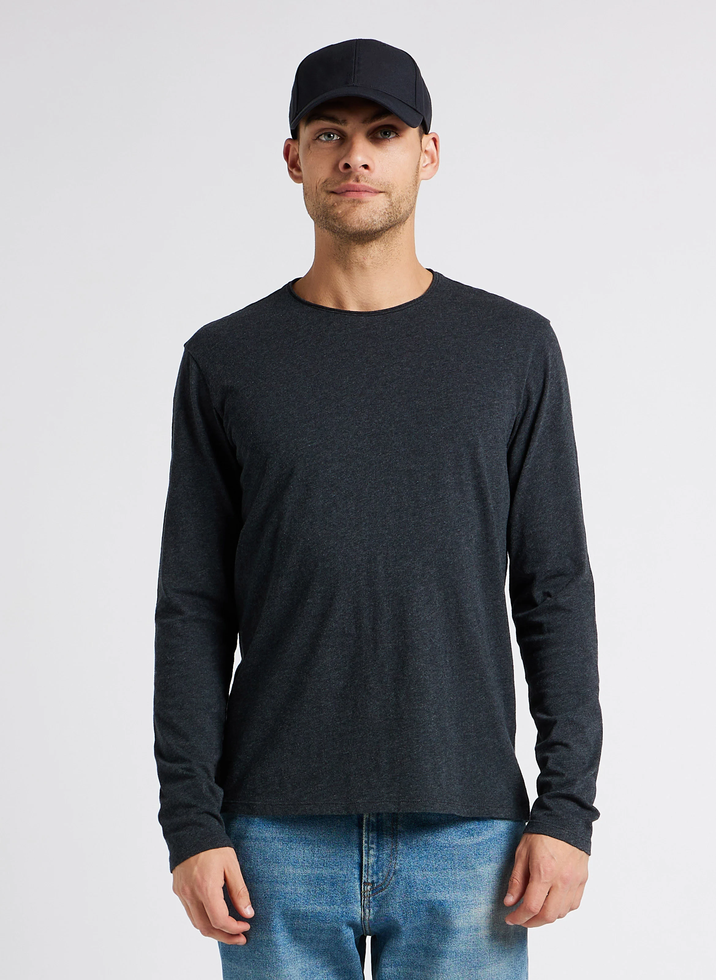 Tee-shirt col rond en coton| Gris