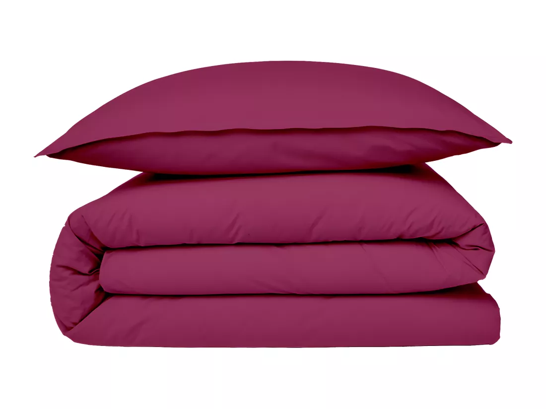Housse de couette en coton 57 fils unie magenta 200x200cm