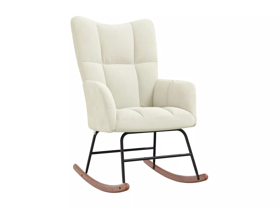 Chaise à bascule Blanc crème Velours