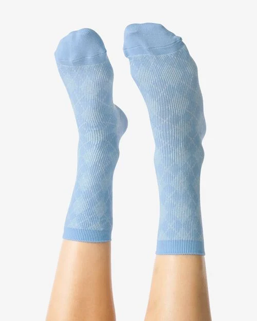 chaussettes à carreaux en coton bleu clair