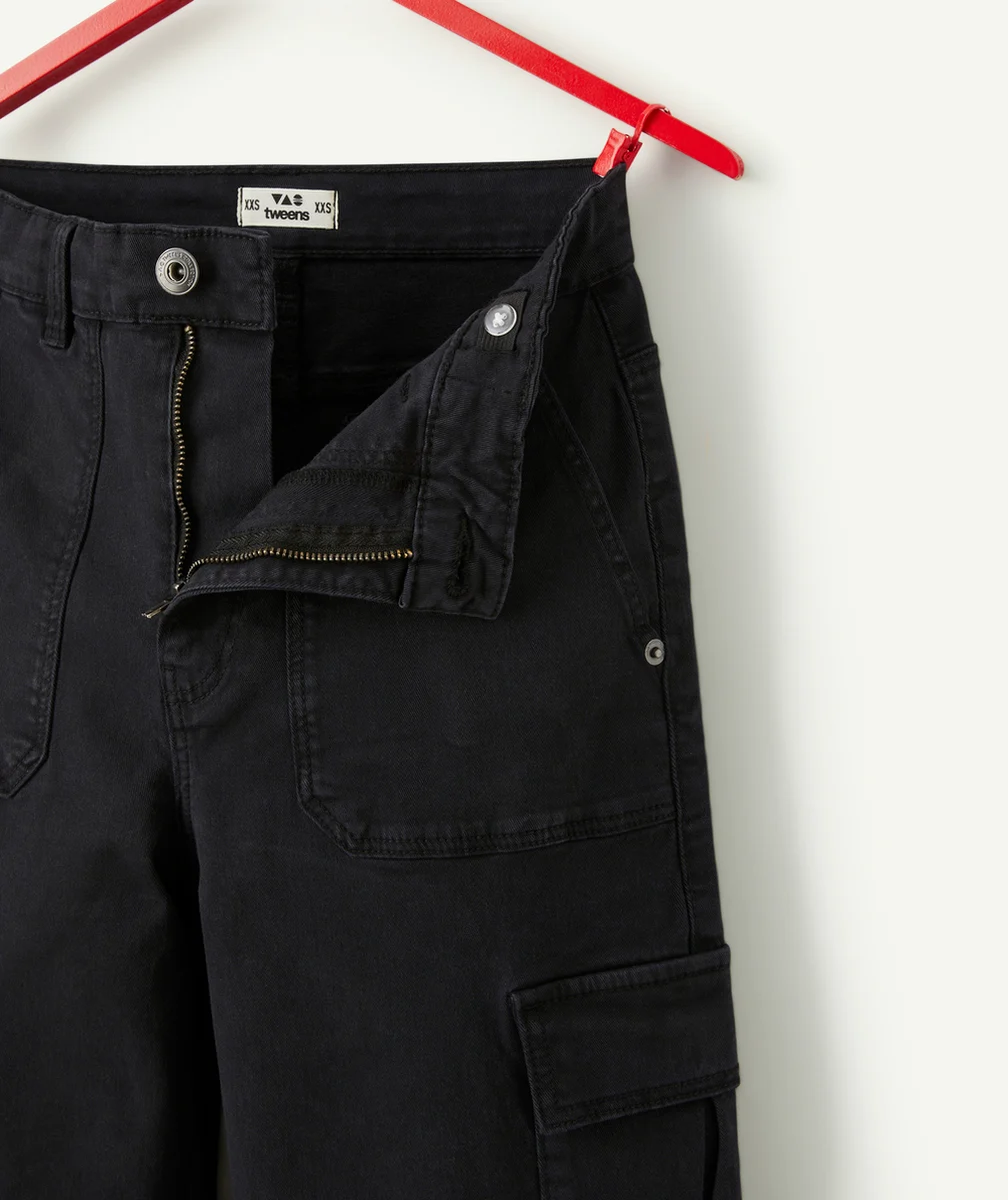 PANTALON CARGO FILLE NOIR