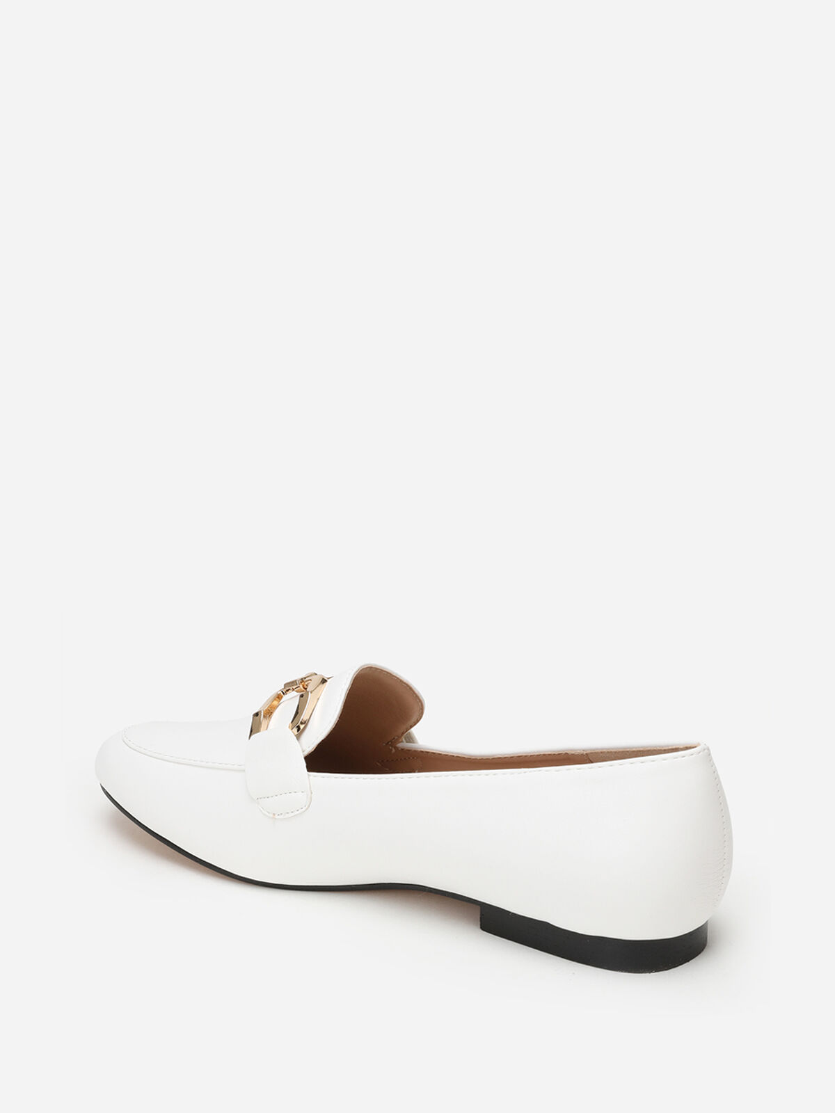 Mocassins plats à double boucle- Blanc