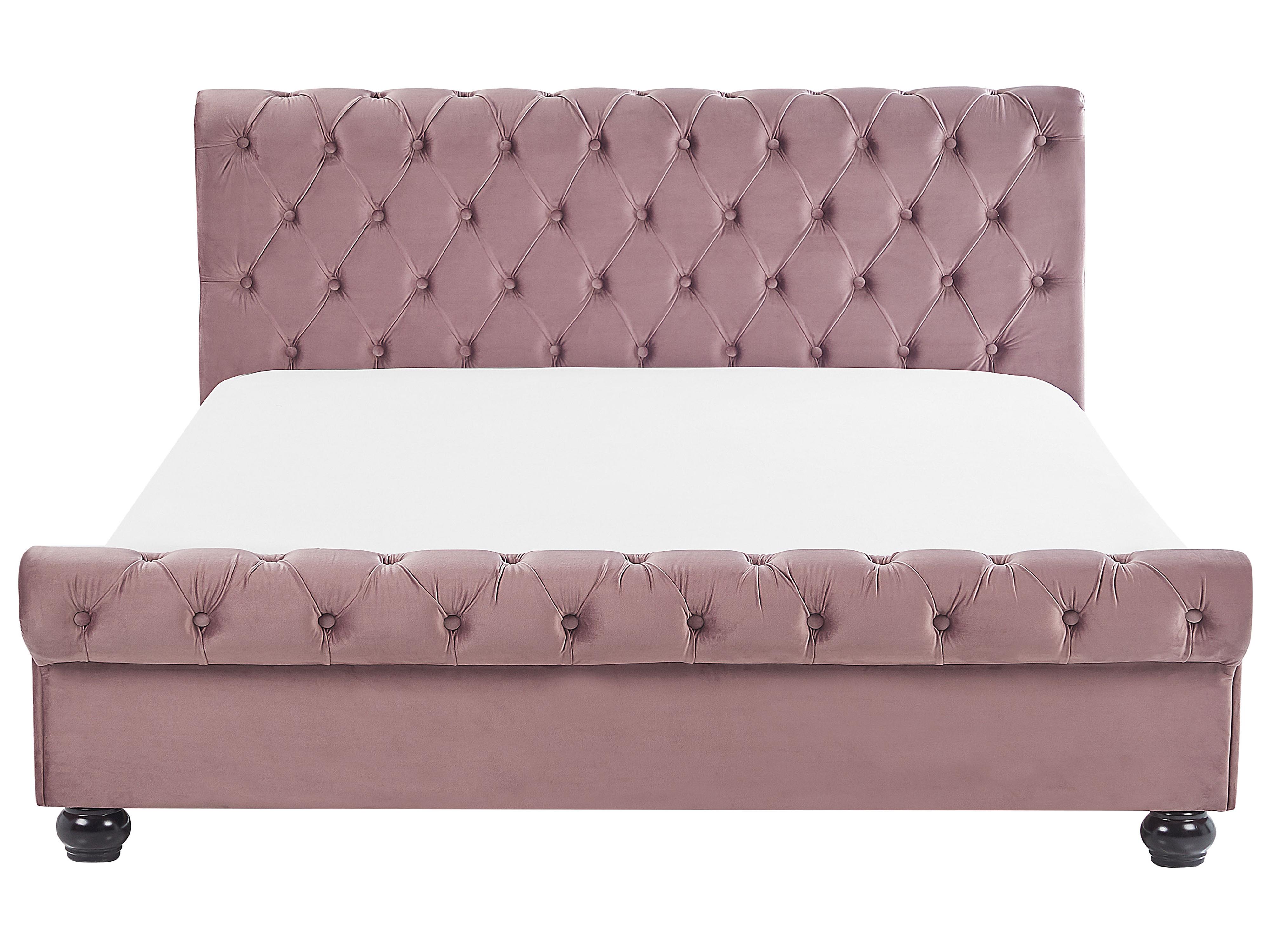 Bed Fluweel AVALLON 180 x 200 cm Roze