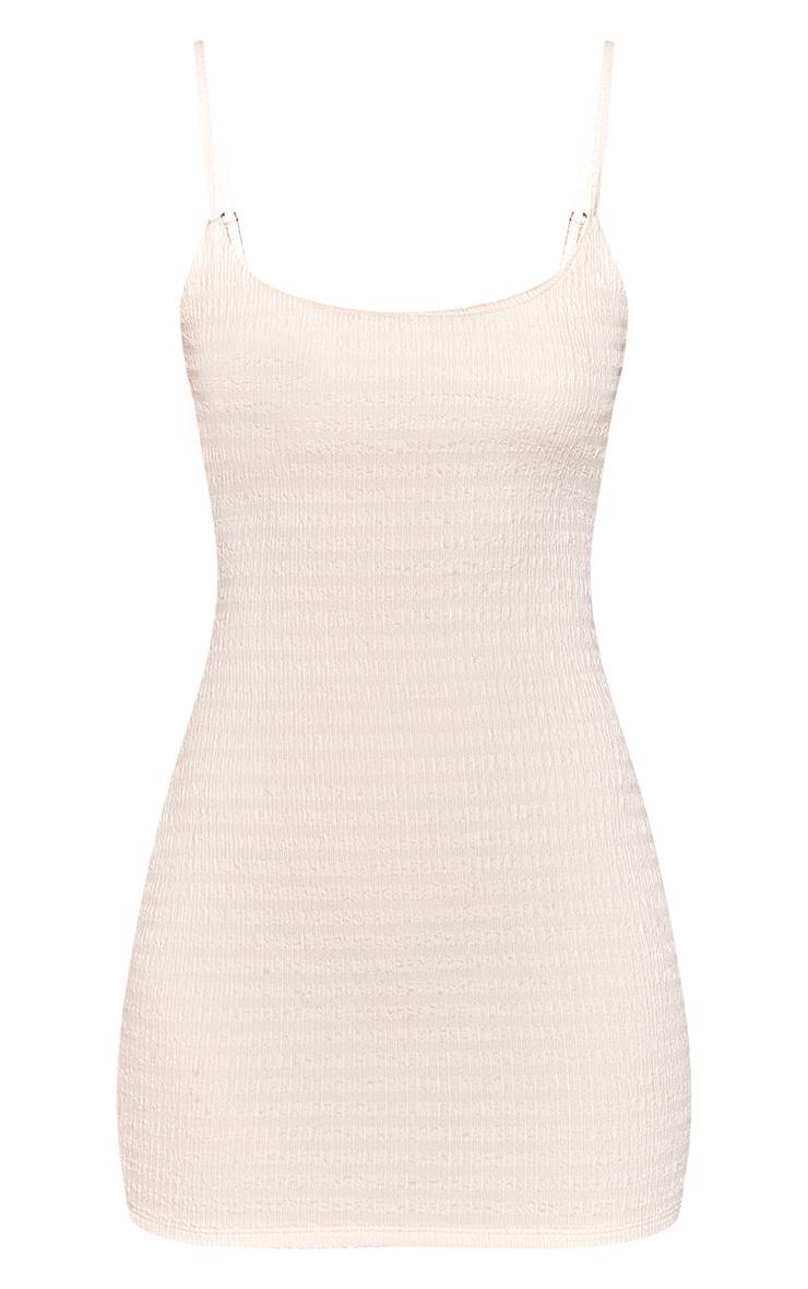 Crème Robe Moulante Sans Manches À Encolure Dégagée Et Bretelles Texturée