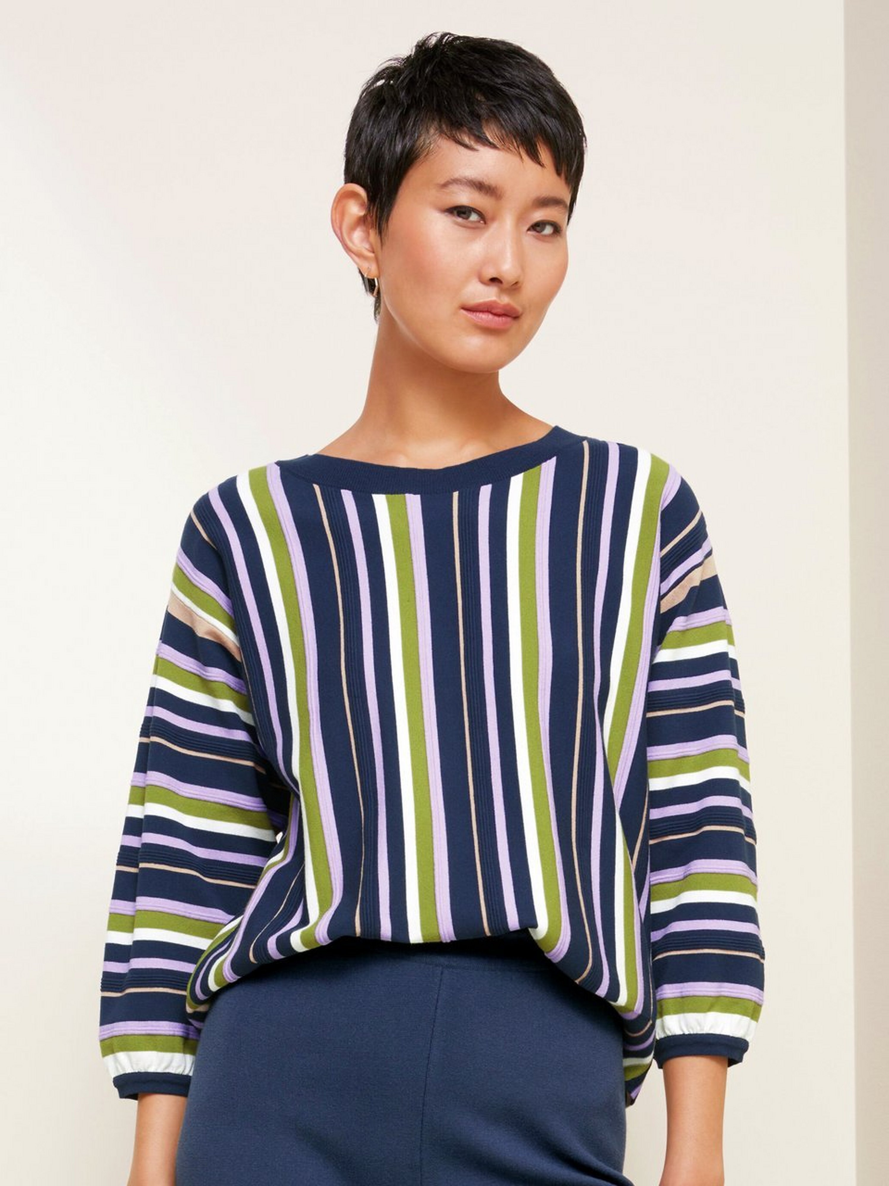 Rundhals-Pullover mit 3/4-Arm