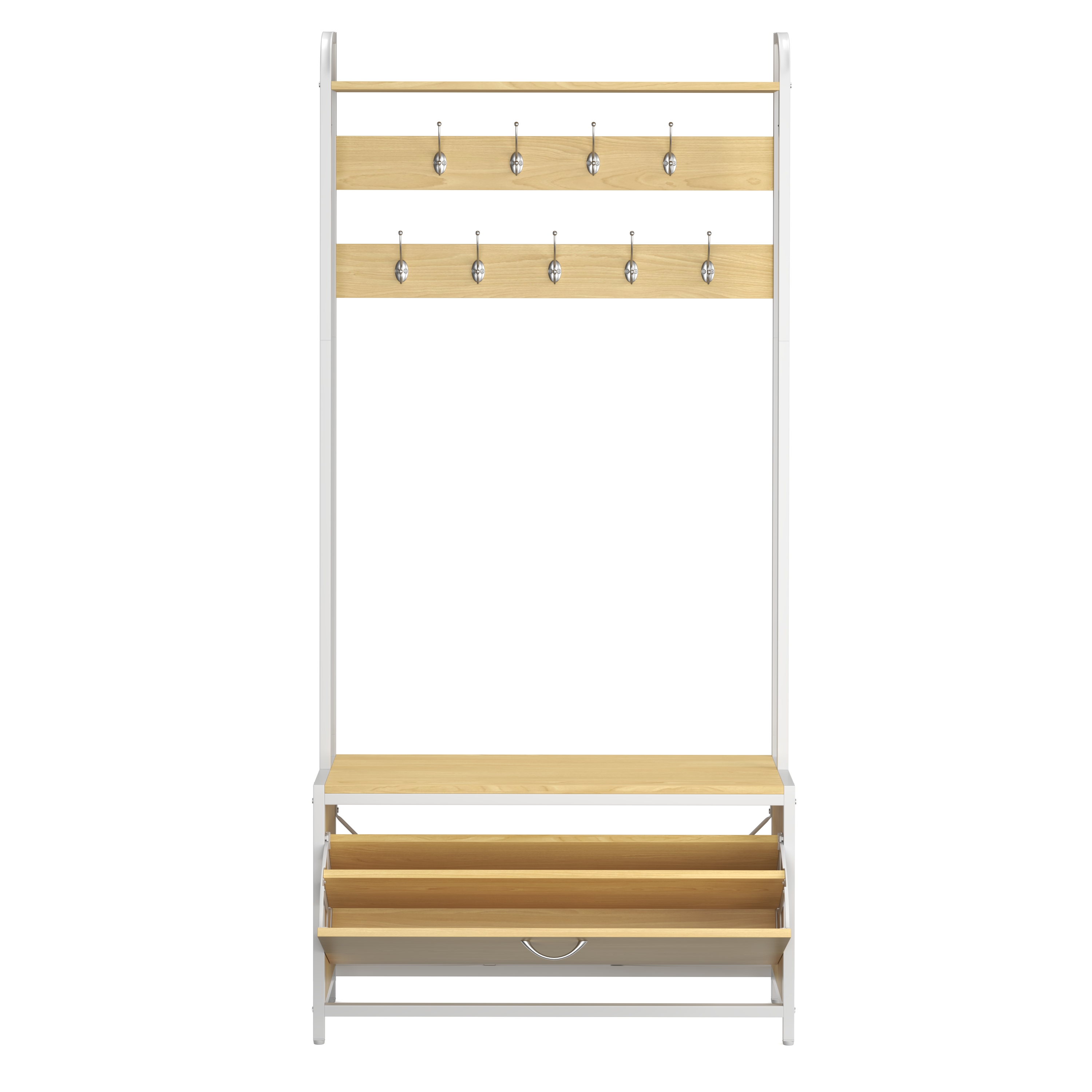 Garderobe Schuhschrank 120 x 180 cm hellbraun/weiss