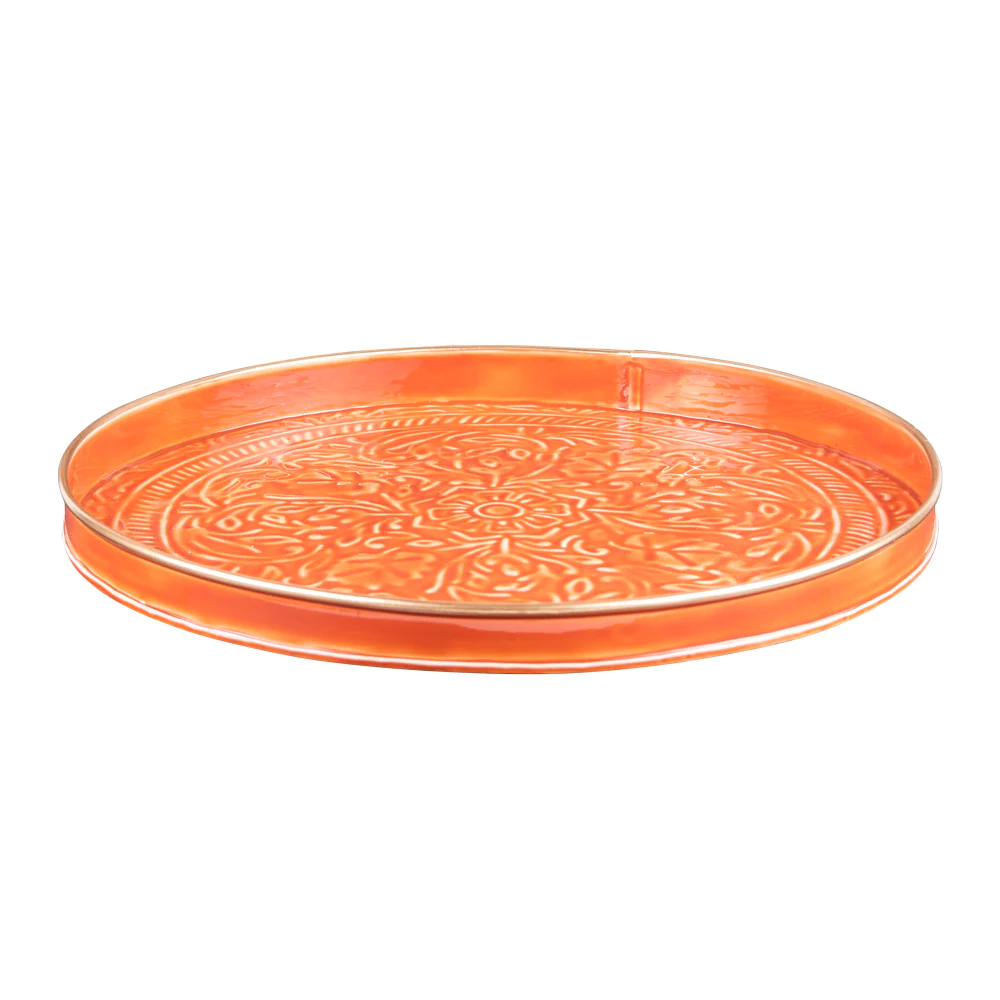 Set de 2 plateaux ronds Tosca orange Table passion