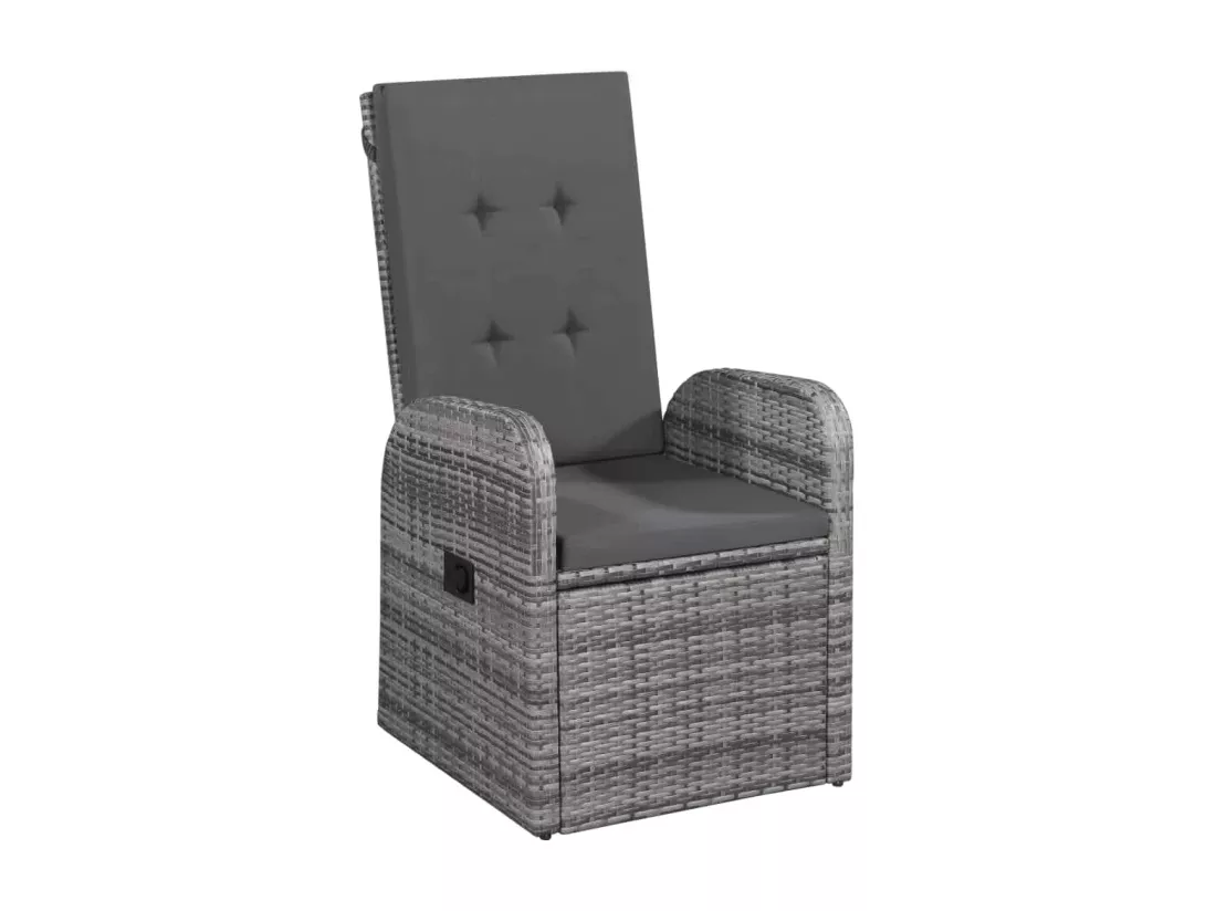 Ensemble de salle à manger de jardin et coussins 9 pièces Gris