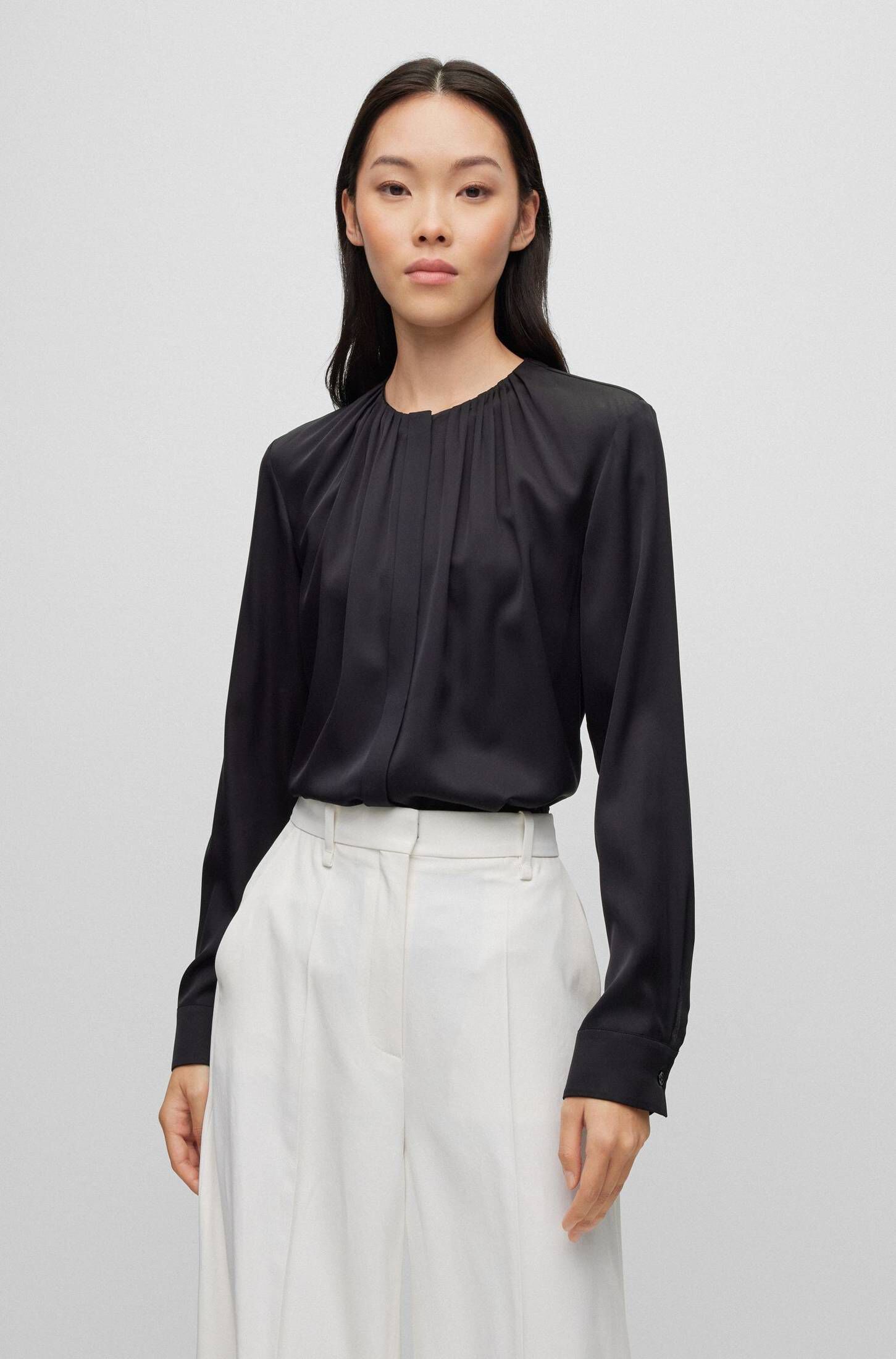 BOSS| Damen Bluse aus Stretchseide BANORAH Langarm