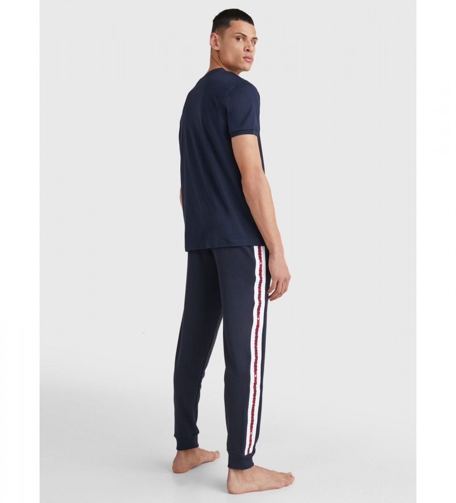 Camiseta Tommy Hilfiger de manga curta com logo CN azul marinho
