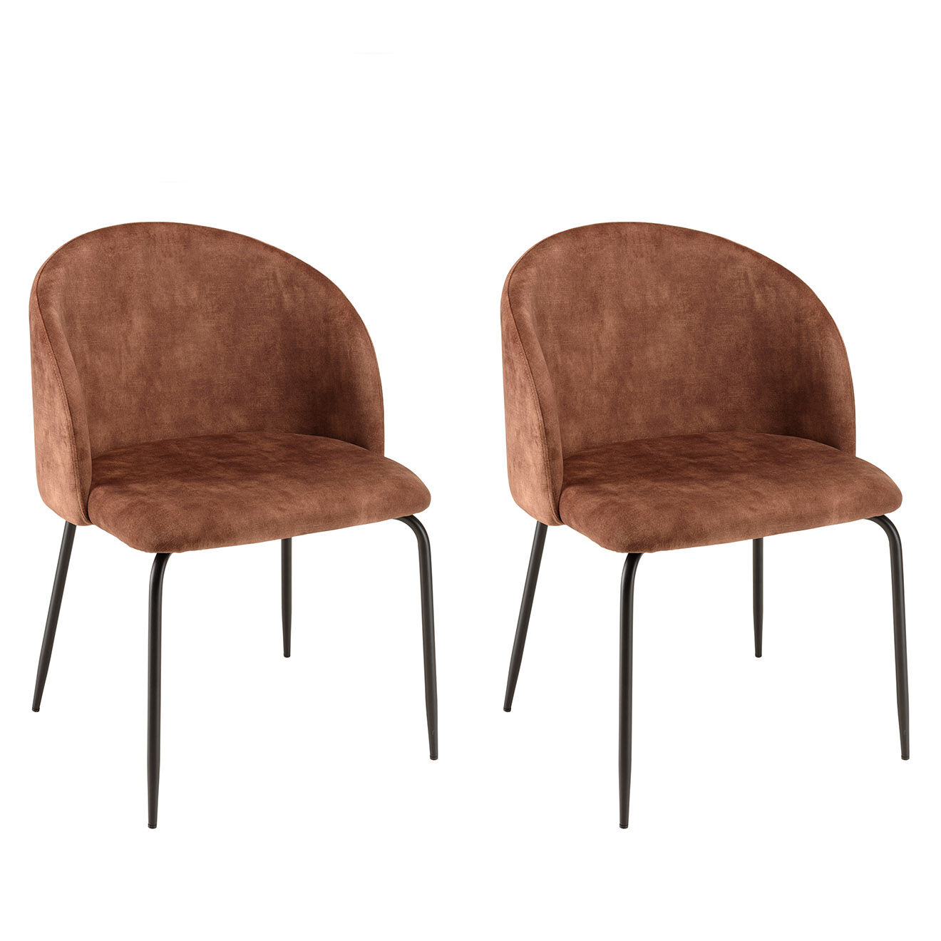 Macabane 2 Chaises en Velours Tom acajou - 55x57x80 cm
