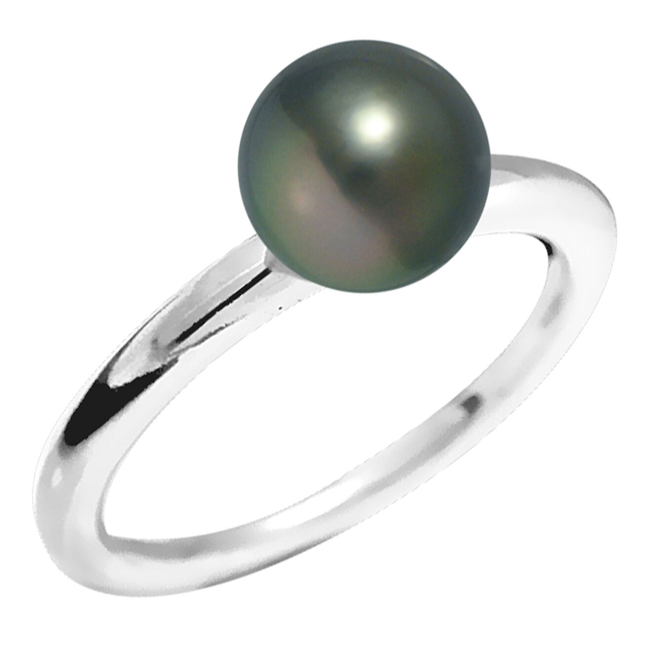 Mitzuko Bague Jonc Or Blanc Perle de Culture de Tahiti blanc naturel