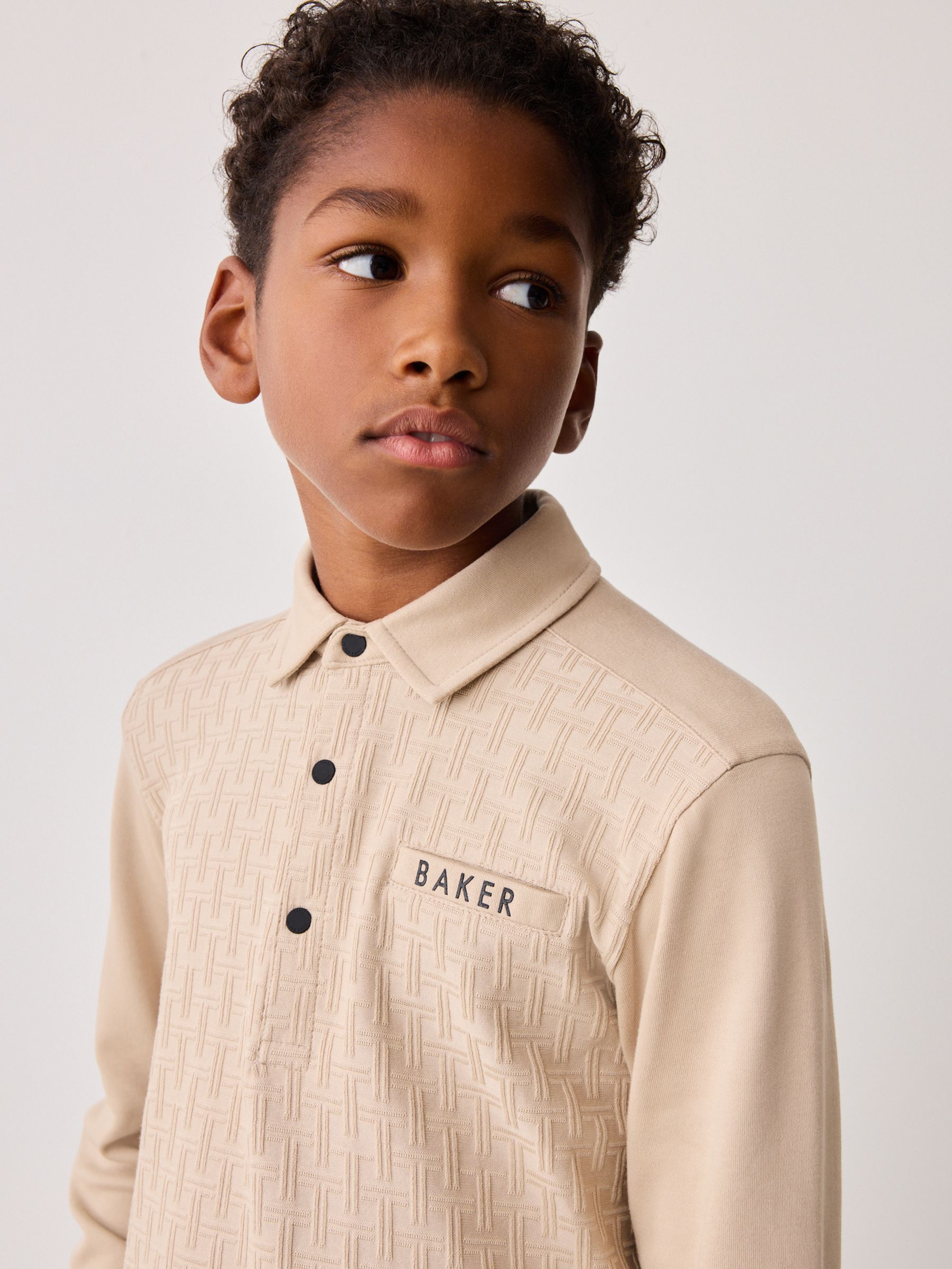 Pastelgeel - Baker by Ted Baker set van 100% katoenen poloshirt en broek met textuur