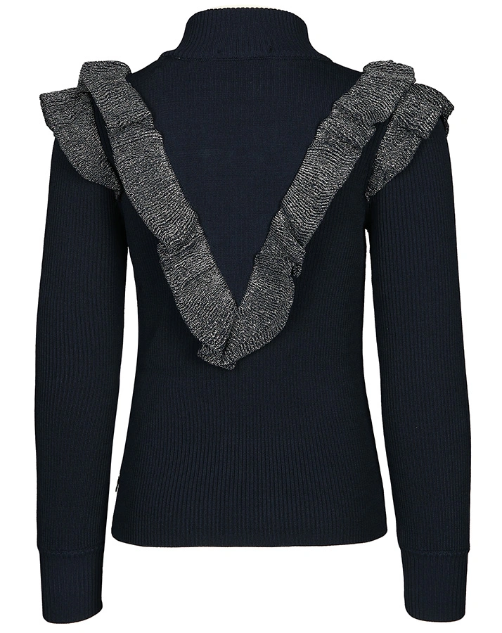 Pullover ICEQUEEN mit Rüschen in dunkelblau/silber