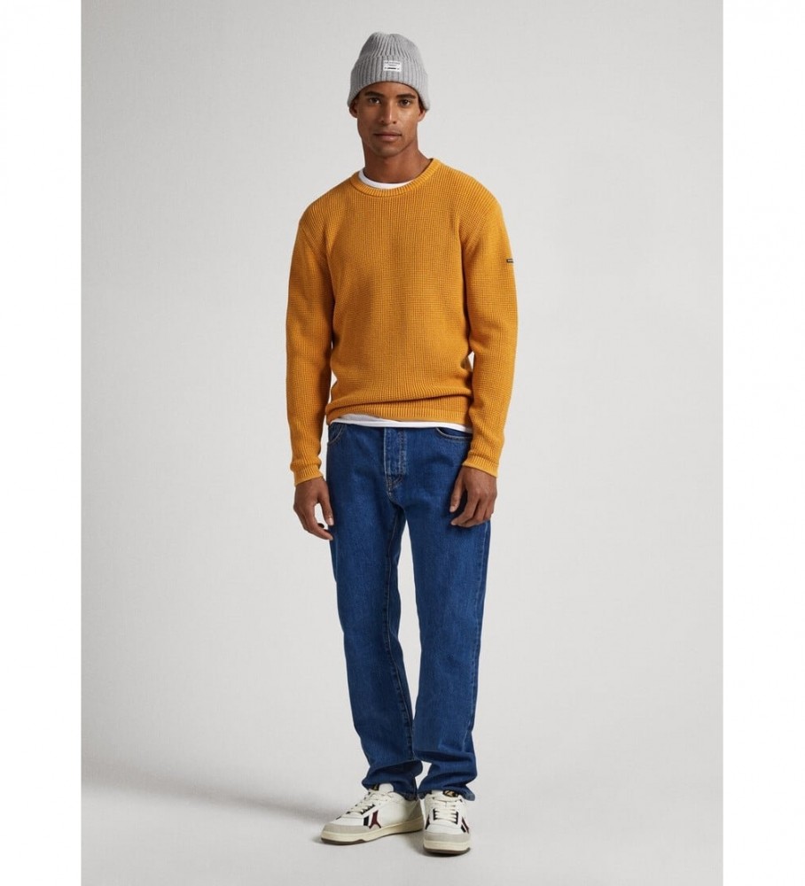 Suéter Pepe Jeans Dean de gola redonda mostarda