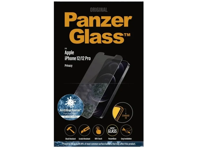 PanzerGlass™ | Privacy Edition - Skærmbeskyttelse til mobiltelefon - Standard-fit - Krystalklar | Apple iPhone 12/12 Pro