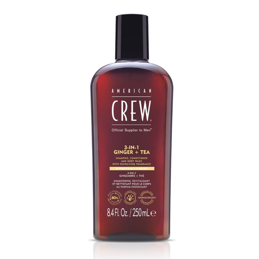 American Crew  American Crew 3-em-1 Gengibre e Chá, Champô, Acondicionador e Gel de Duche para Cabelo e Corpo . Revitalizante e hidratante. - 250ml