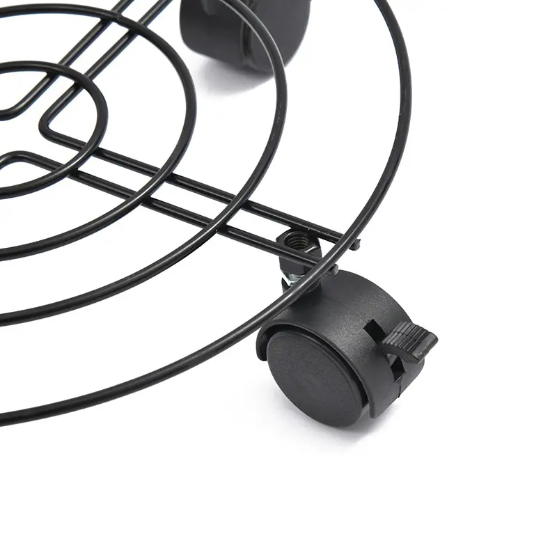 (Ø27cm) Metall Blumentopf Rollen Pflanzen Transport Untersetzer mit 4 Rädern - Schwarz
