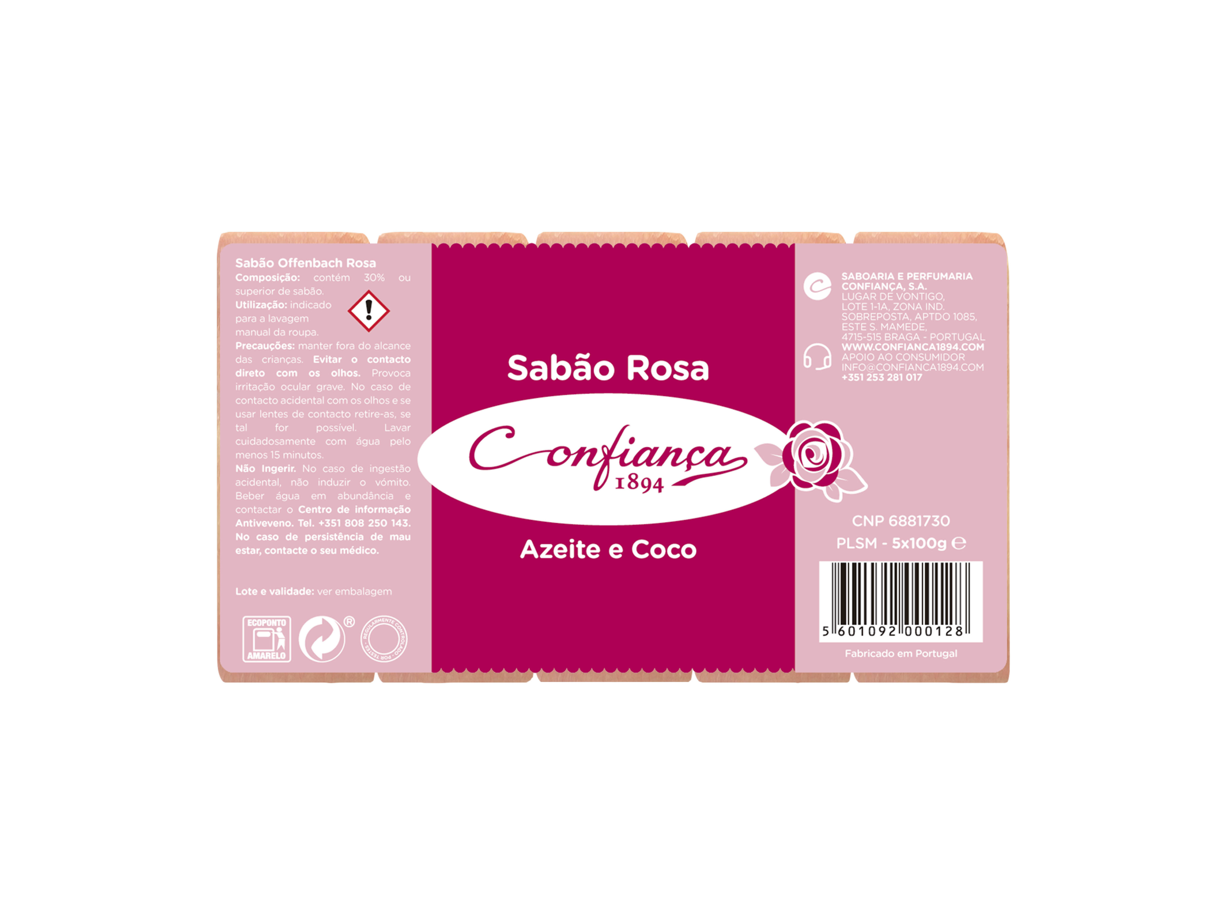 SABÃO CONFIANÇA OFFENBACH ROSA 5X100G