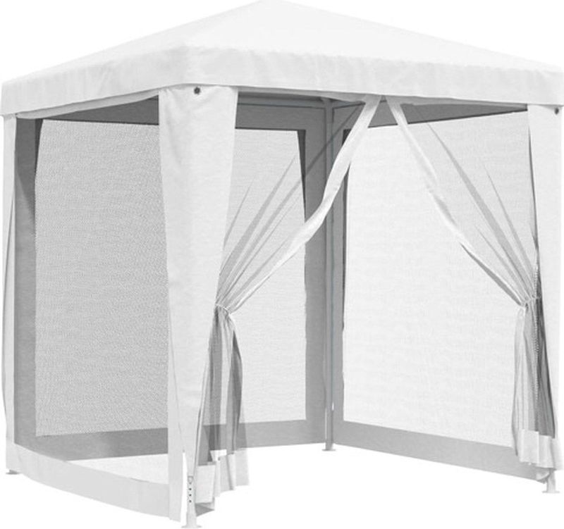 vidaXL - Partytent - Wit - PE - 4 Mesh Zijwanden